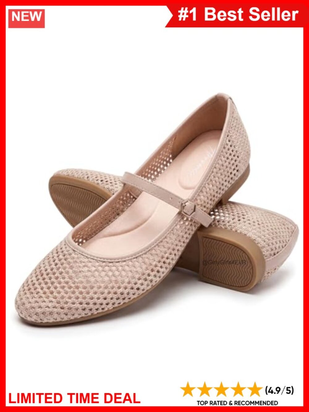 Faux Leather Mesh Mary Jane Flats Round Toe Buckle Women's Comfort Shoes